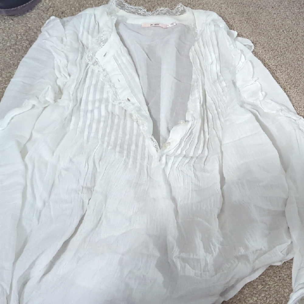 Francesca's White Ruffle Top
